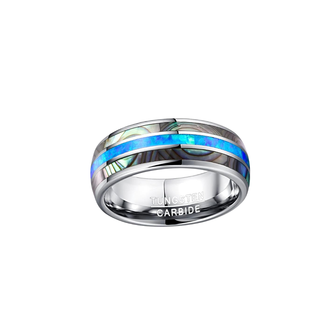 Freeform rings Tungsten Carbide Alpha Blue Opal https://freeformrings.co.za/products/alpha-blue-opal?_pos=5&_sid=367fc85d3&_ss=r&variant=39488599982176