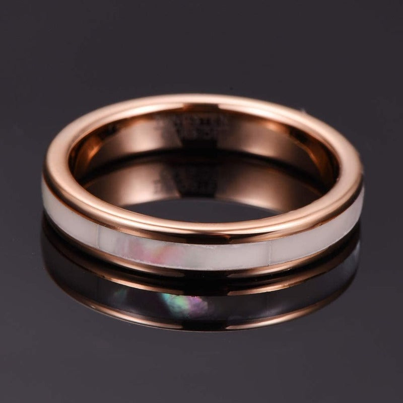 Freeform Rings Tungsten Rings 5 Swank - Rose Gold and Pearl Shell
