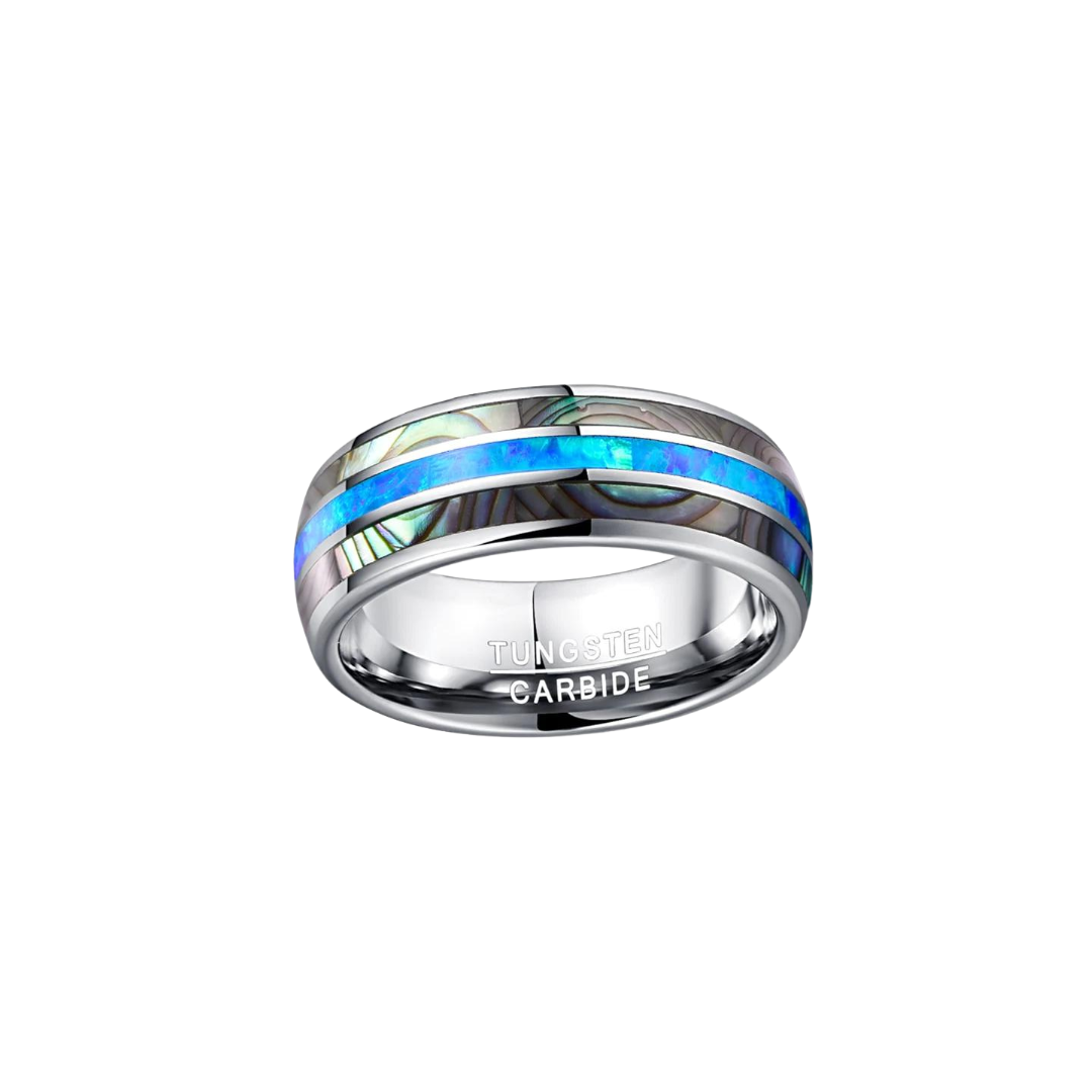 Freeform Rings Tungsten Rings 8 Alpha - Blue Opal