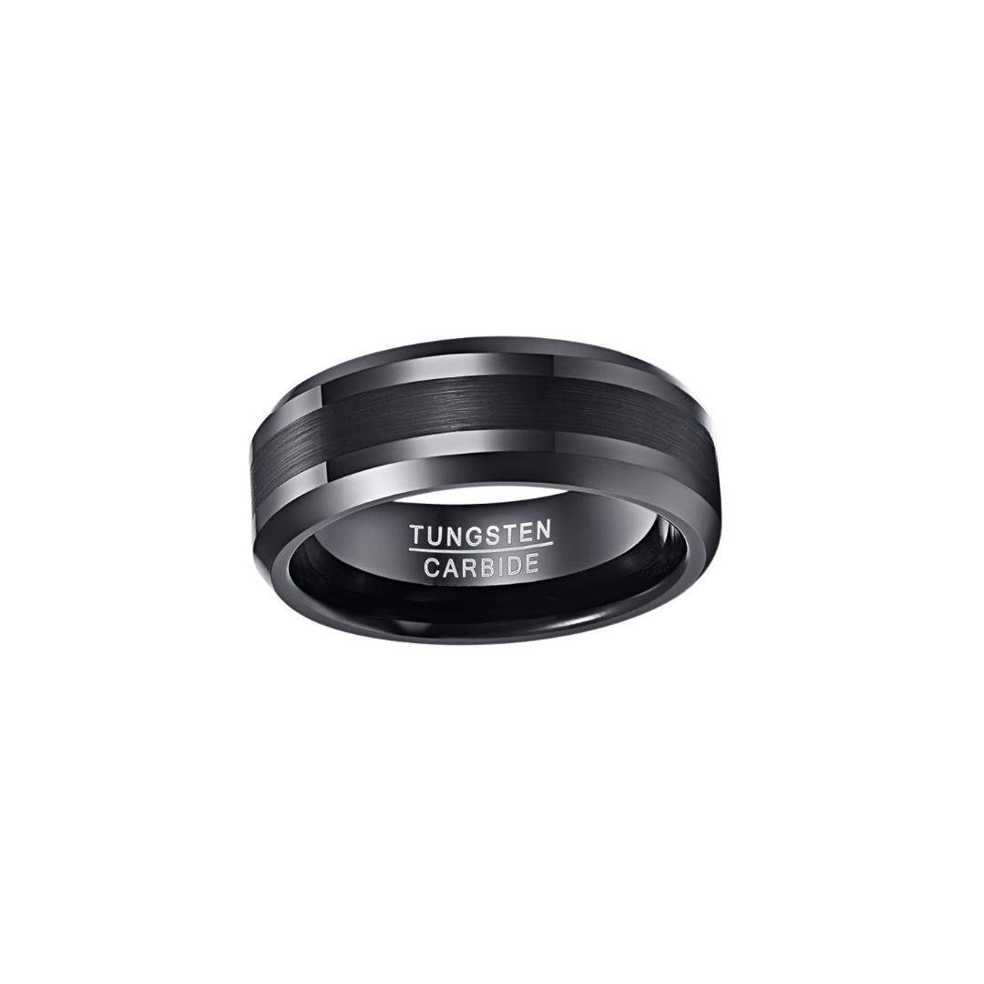 Freeform Rings Tungsten Rings Bevel - Brushed Black
