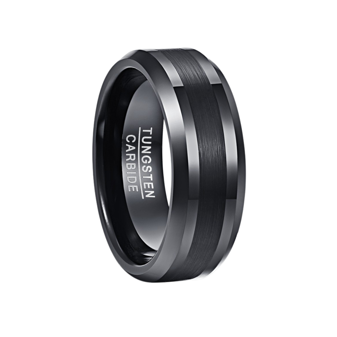 Freeform Rings Tungsten Rings Bevel - Brushed Black
