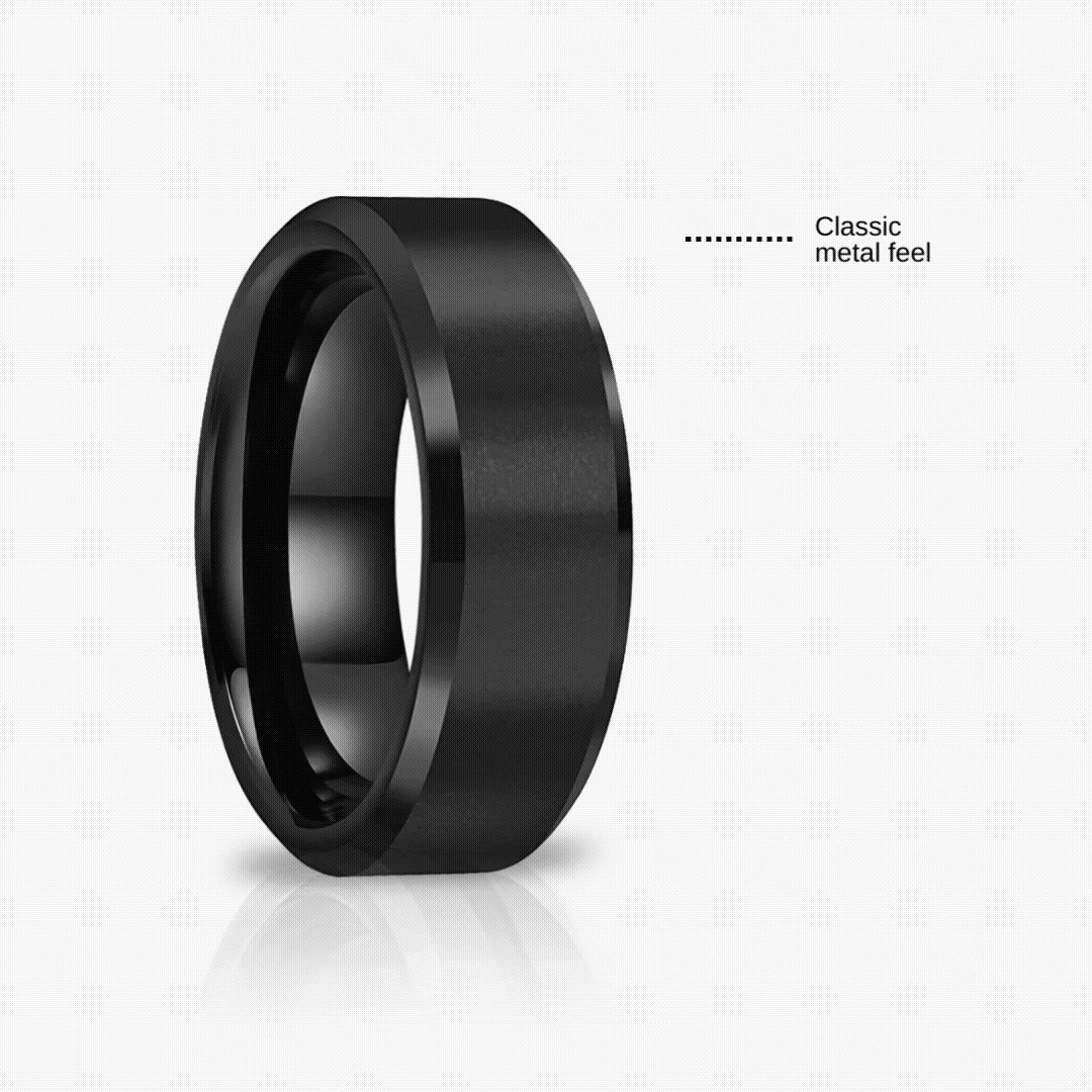 Freeform Rings Tungsten Rings Bevel- Jet Black