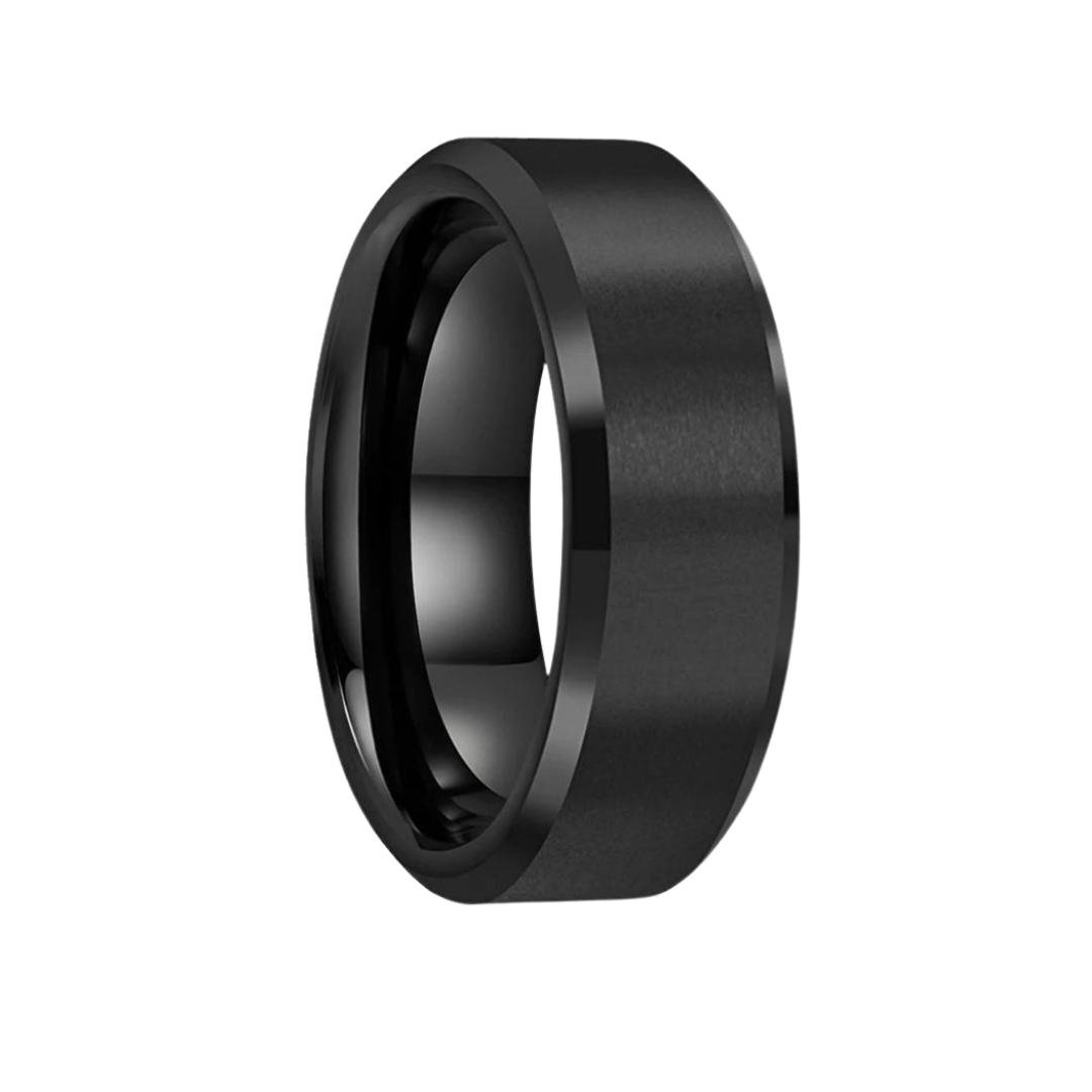 Freeform Rings Tungsten Rings Bevel- Jet Black