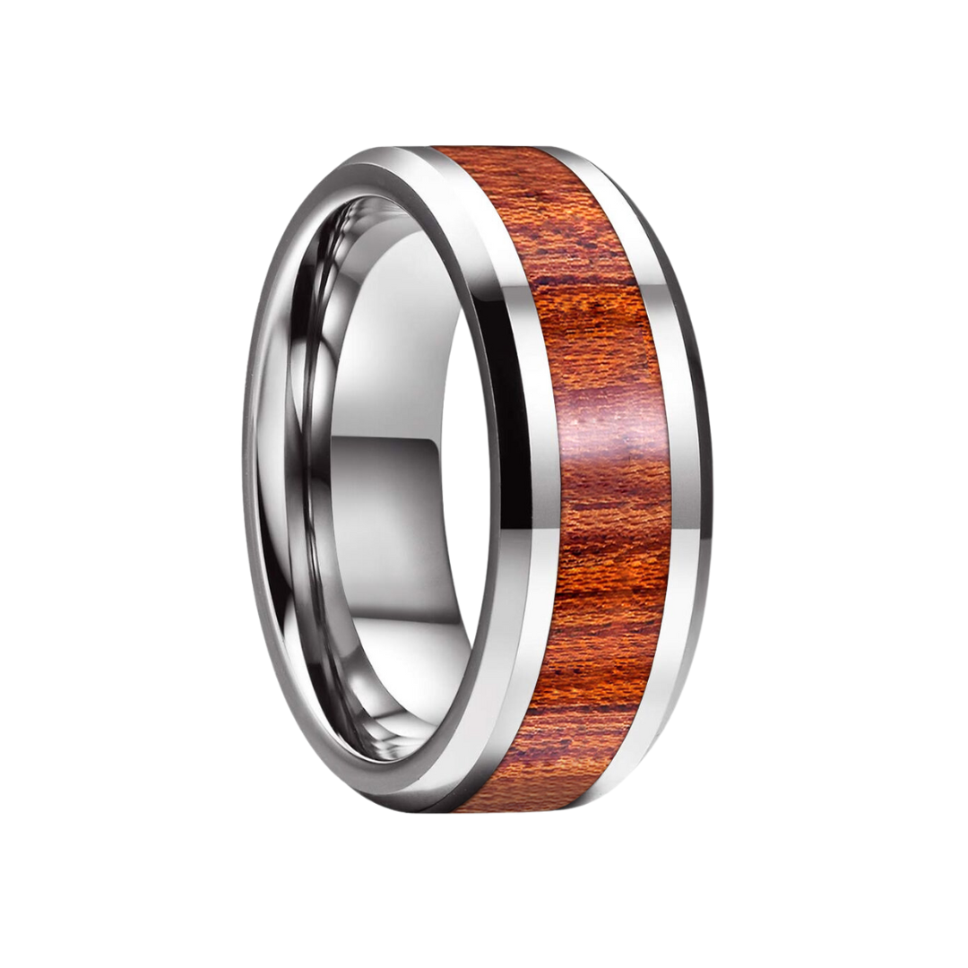 Freeform Rings Tungsten Rings Bevel - Pear Wood