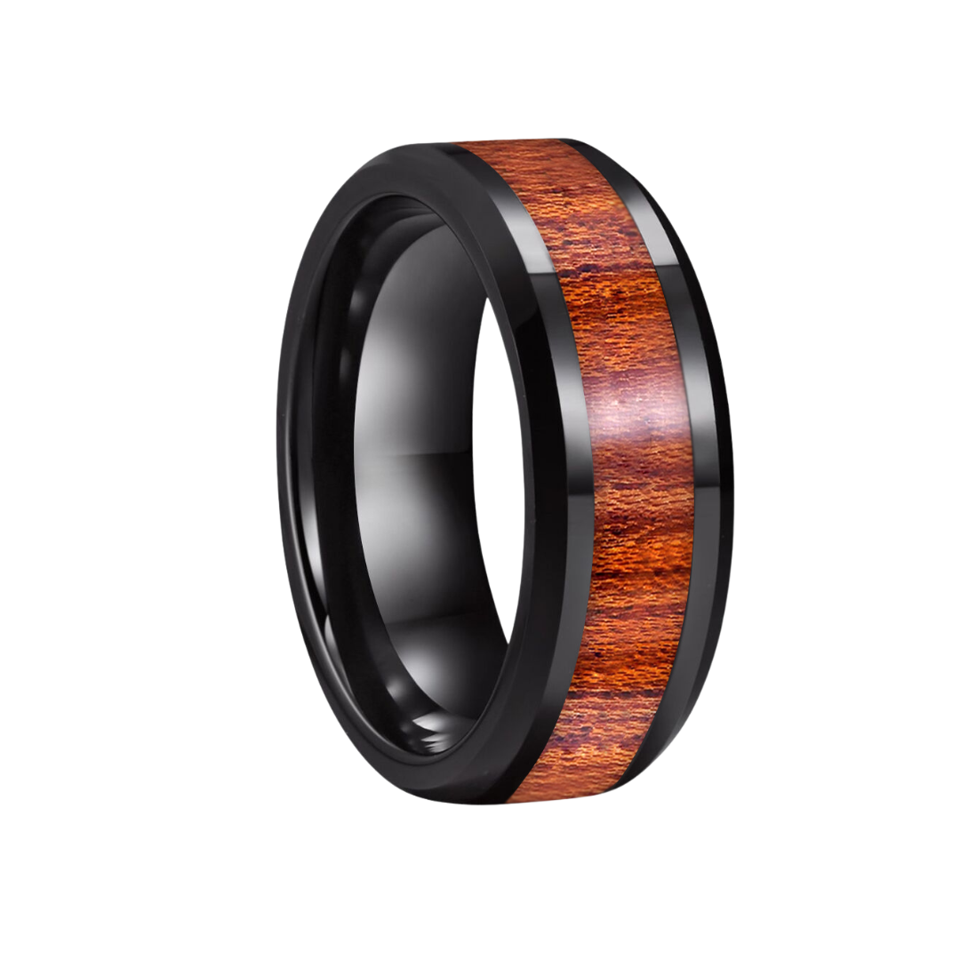 Freeform Rings Tungsten Rings Bevel - Pear Wood Black