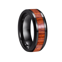 Thumbnail for Freeform Rings Tungsten Rings Bevel - Pear Wood Black