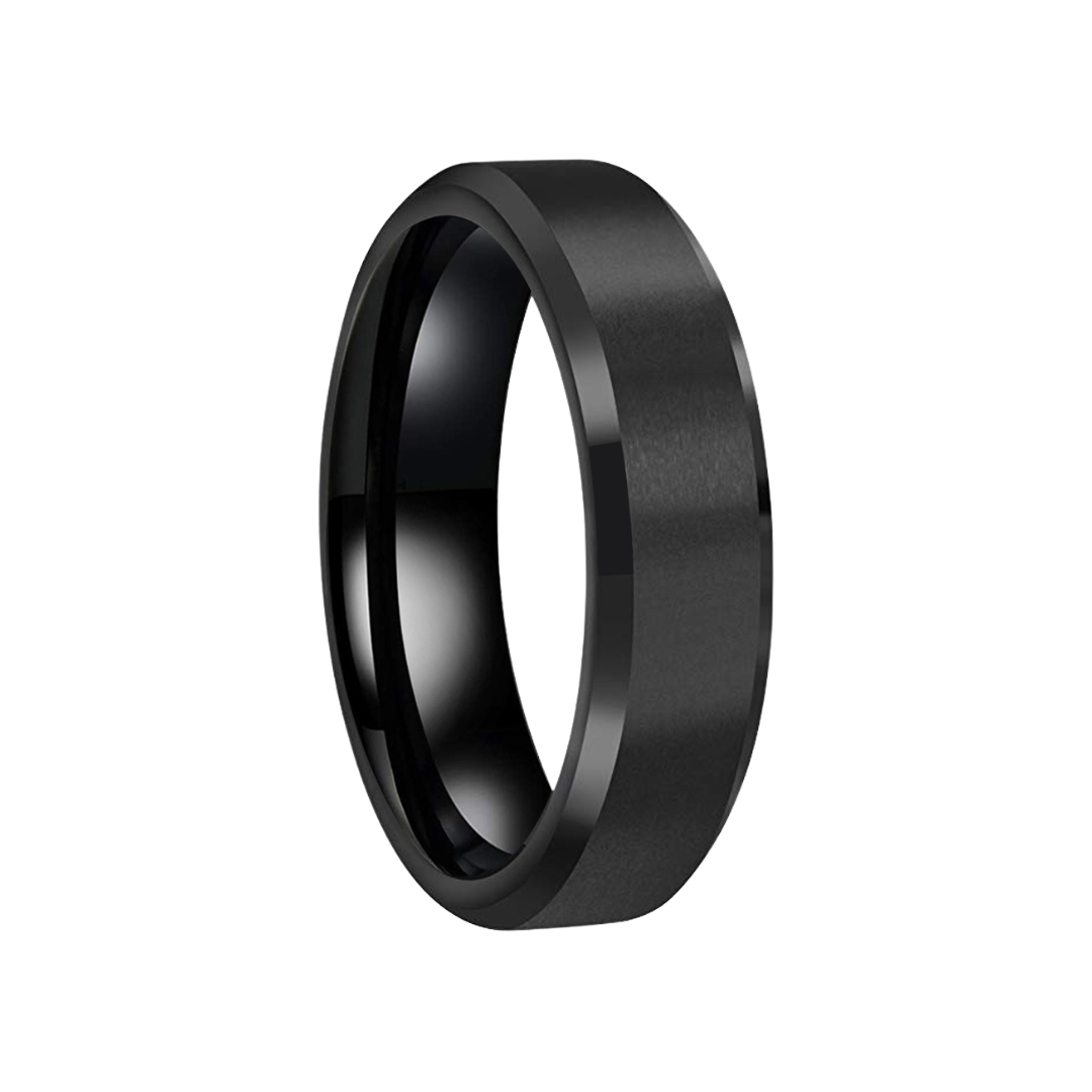 Freeform Rings Tungsten Rings Bevel - Slim Jet Black