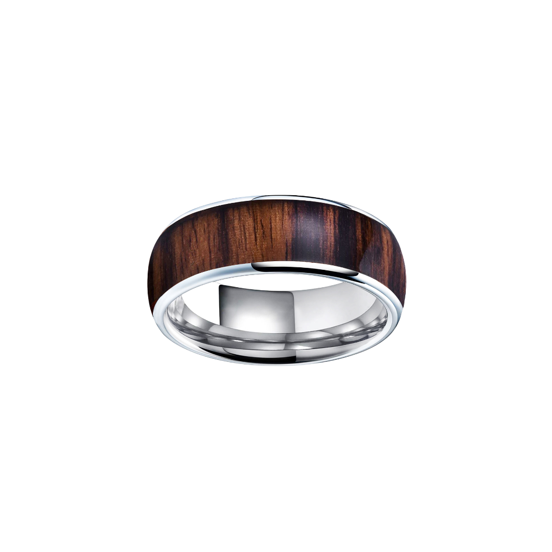 Freeform Rings Tungsten Rings Black Acidwood - Silver