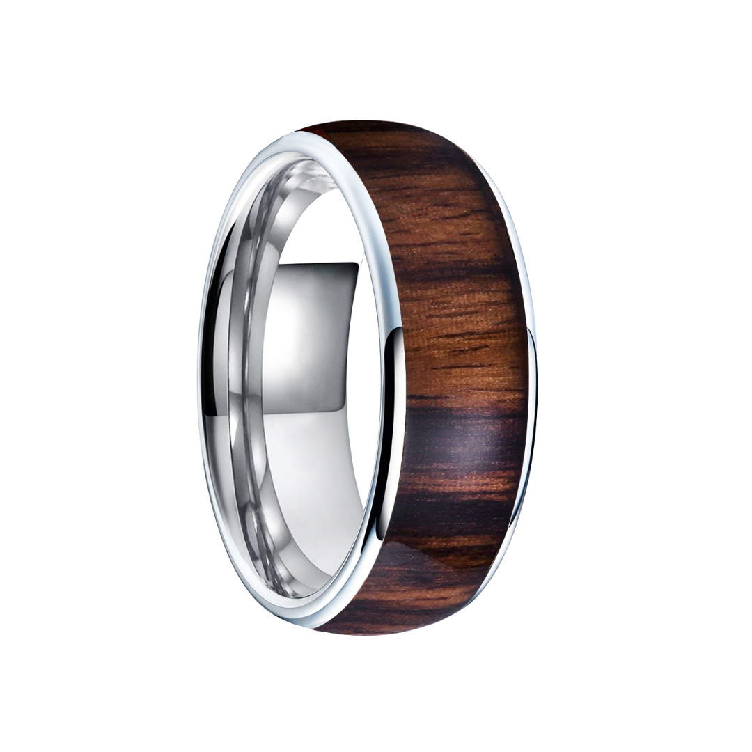 Freeform Rings Tungsten Rings Black Acidwood - Silver