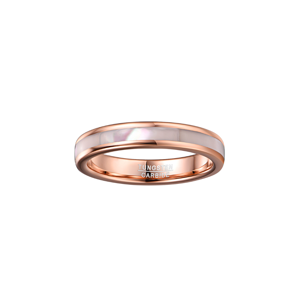 Freeform Rings Tungsten Rings Swank - Rose Gold and Pearl Shell