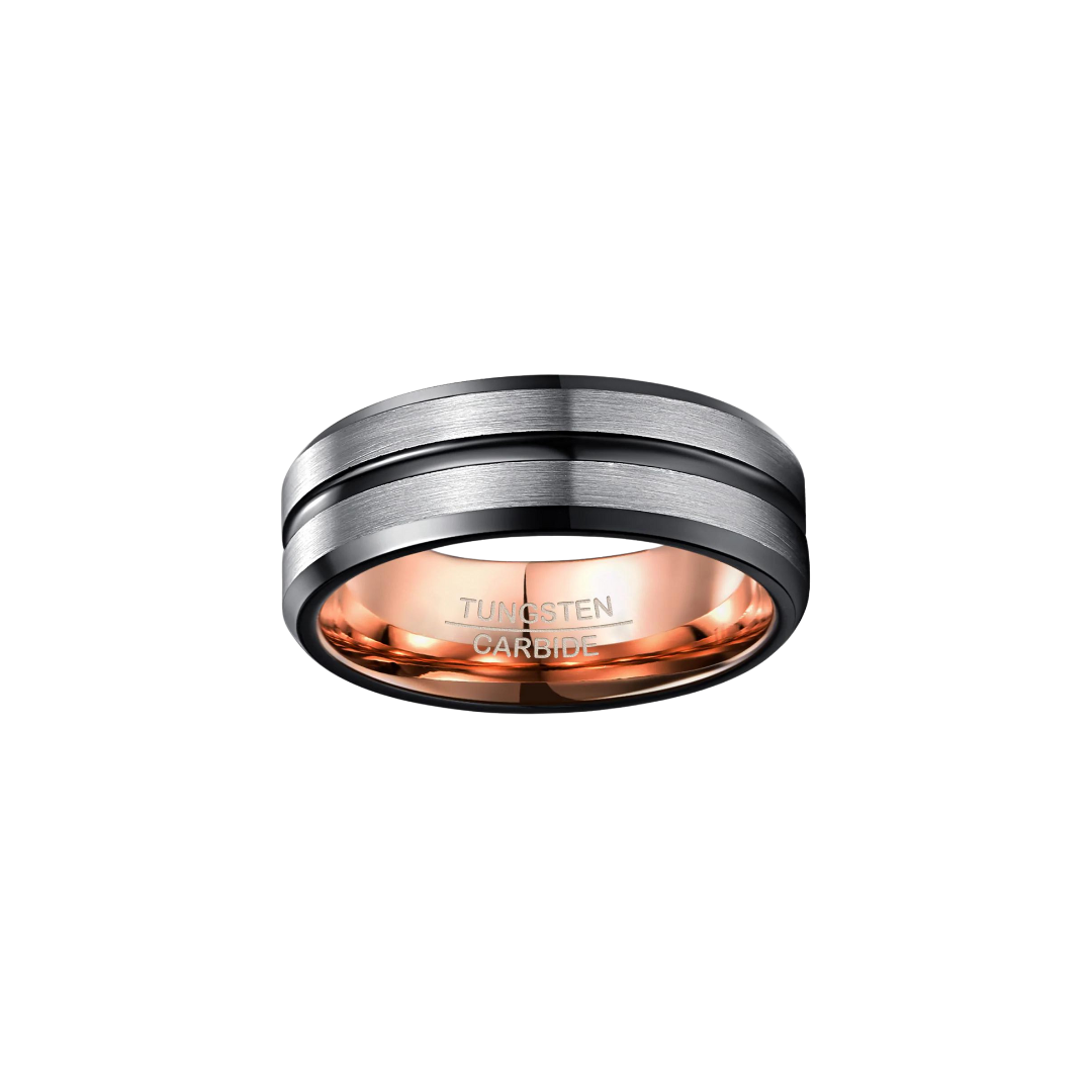 Freeform Silicone Rings Tungsten Rings 8 Streak - Silver & Black