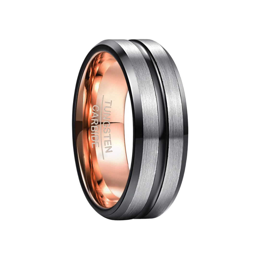 Freeform Silicone Rings Tungsten Rings Streak - Silver & Black